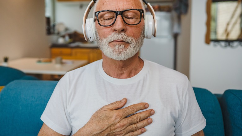 man with headphones on