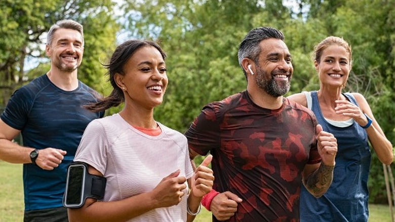 Group of people running