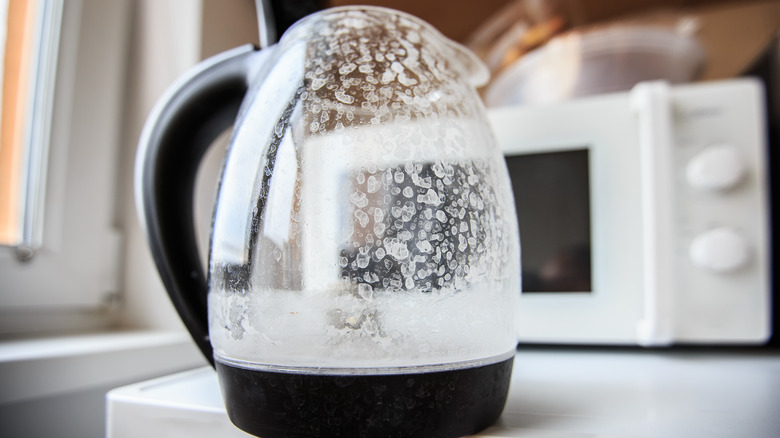 Hard water spots on carafe