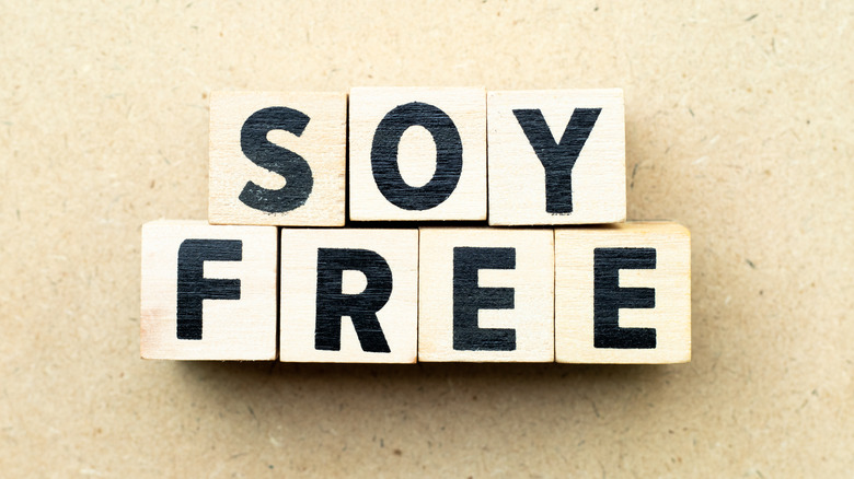 soy free written in wooden blocks