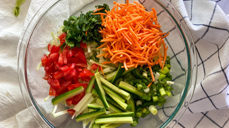 bowl of chopped vegetables