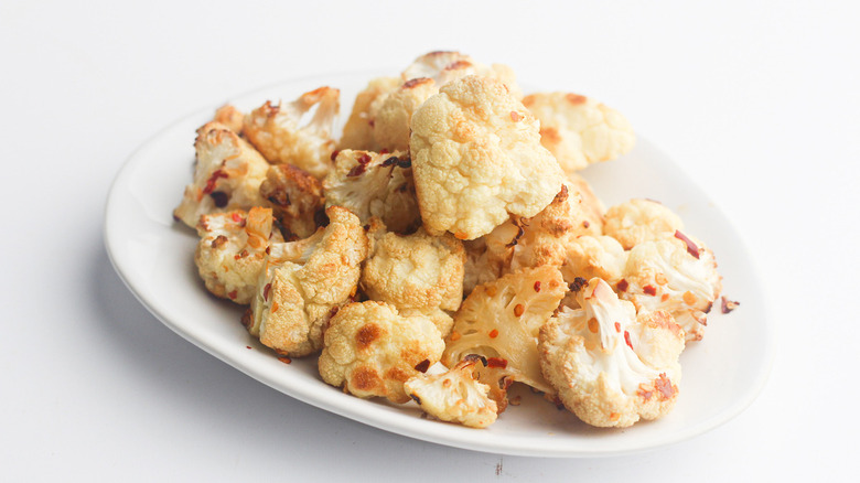 roasted cauliflower on oval dish