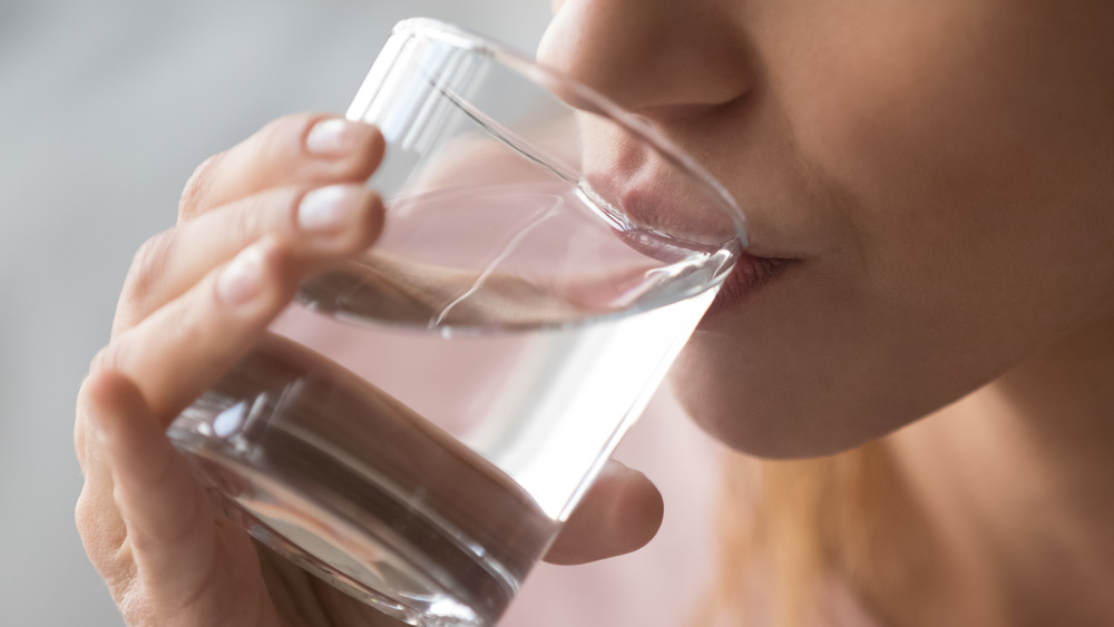 woman drinking water