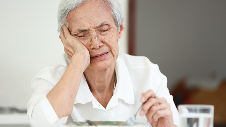 Elderly person not eating or drinking