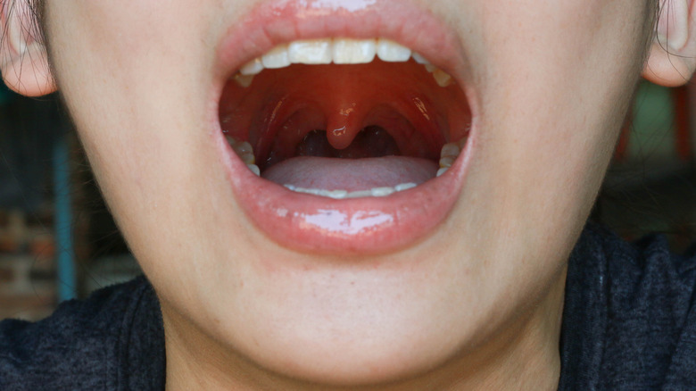 close up of open mouth