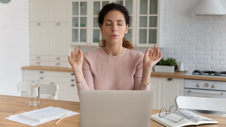 woman calming her nerves