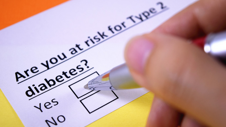 Medical questionnaire about diabetes risk