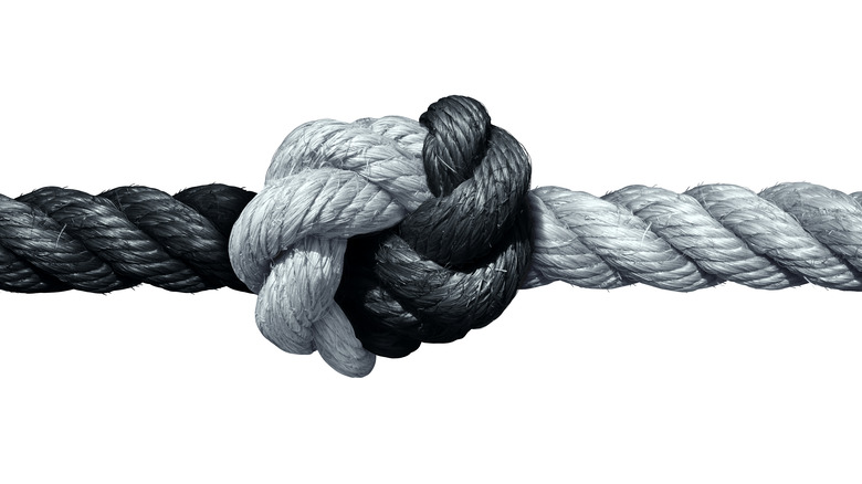 Taut rope tied in a knot