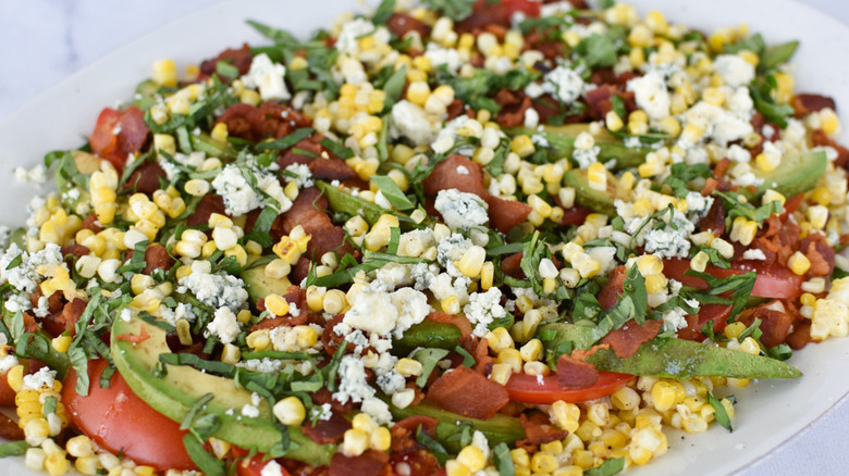 Summer corn salad on platter