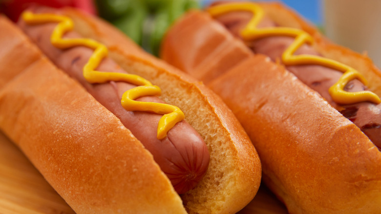 close up of hot dogs