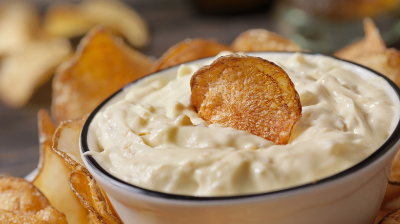 A creamy dip with kettle-cooked chips