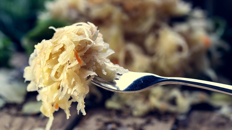 Sauerkraut on a fork