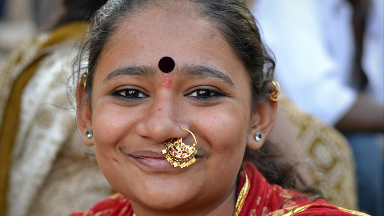 Indian woman with a nose piercing 