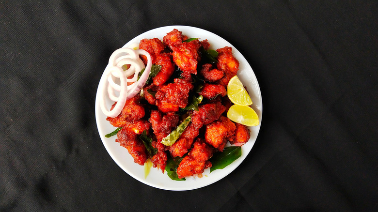 A plate of spicy food