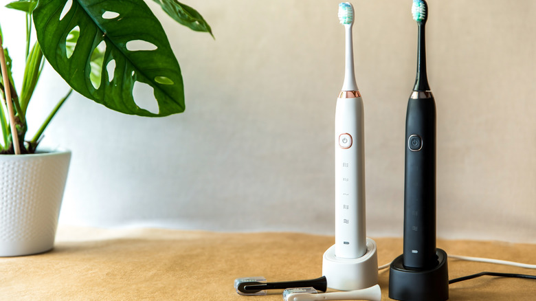 Two rechargeable electric toothbrushes