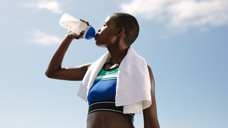 woman drinking water