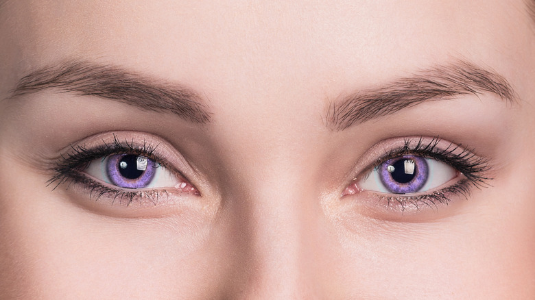 woman with violet-colored eyes