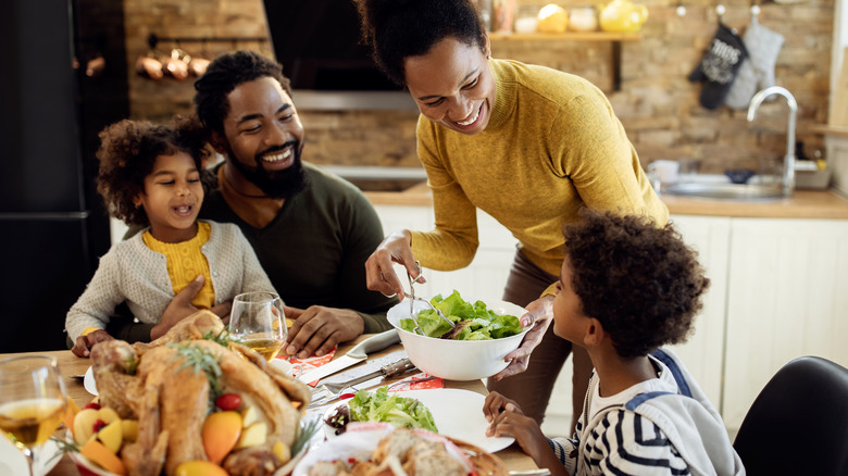 family eating dinner