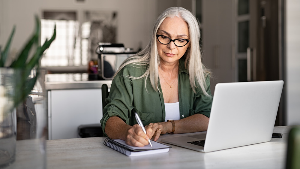 Woman with gray hair