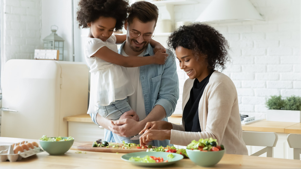 Family preparing healthy meal