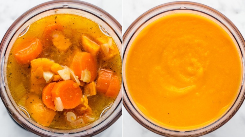 blended sweet potato carrot soup