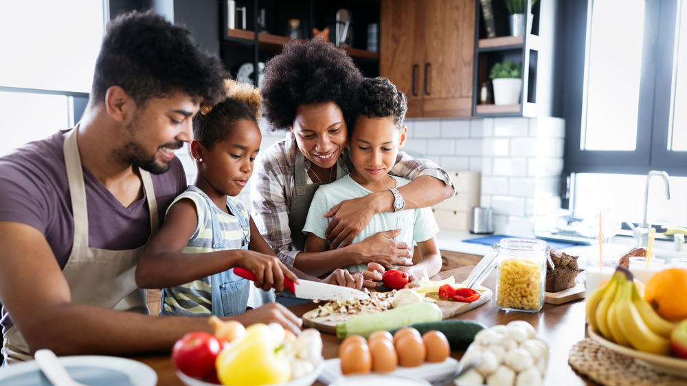 family preparing food