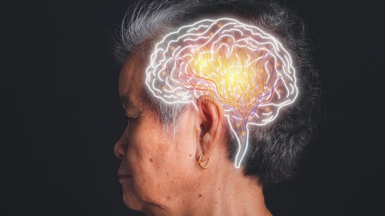 elderly female brain outline