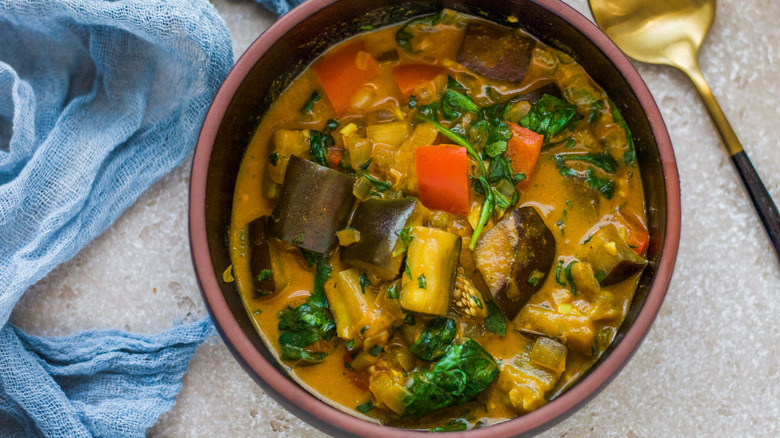 eggplant curry in bowl