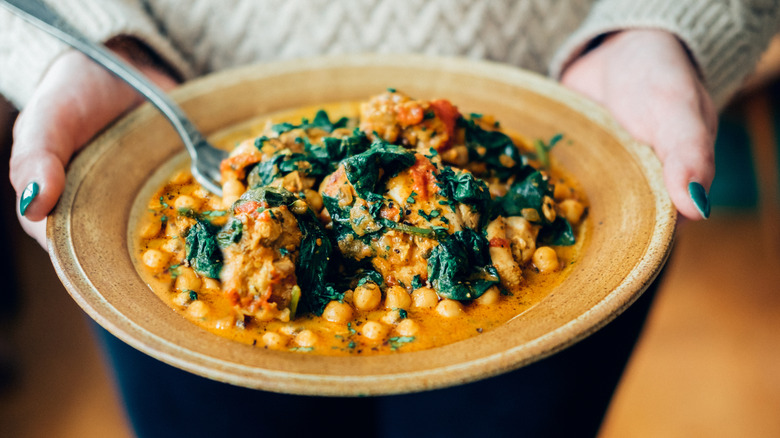 Chickpea curry in a bowl