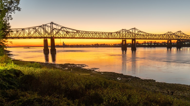 Sunset on the Natchez River in Mississippi