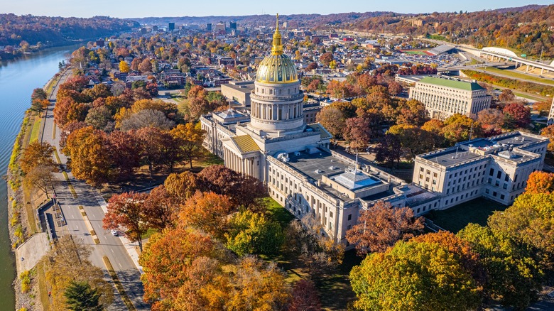 West Virginia state capital seen from above