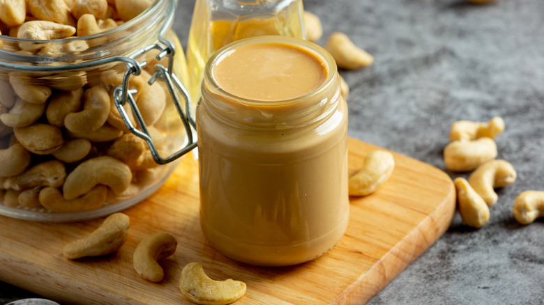 cashew butter in a glass jar