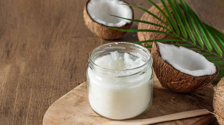 coconut butter in a glass jar