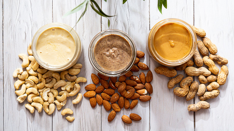nut butters, cashew, almond, and peanut