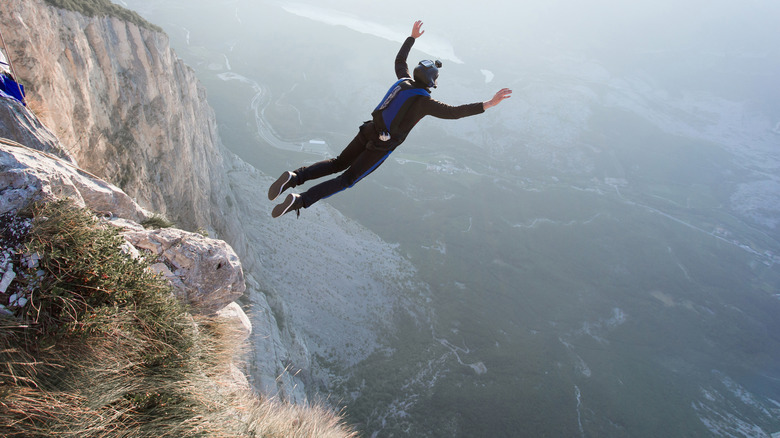 base jumper jumping