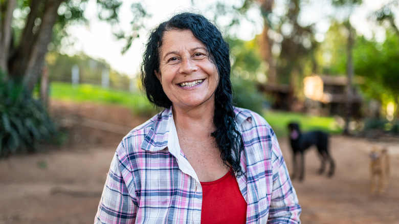 woman smiling in garden