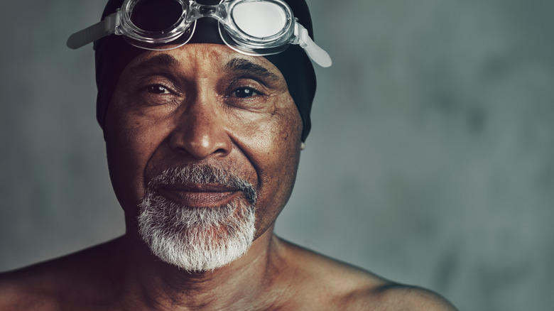 older man in swimming gear