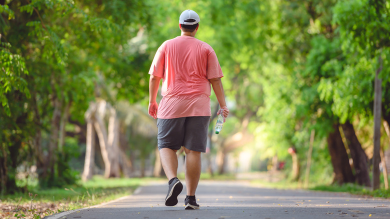 A man goes for a walk