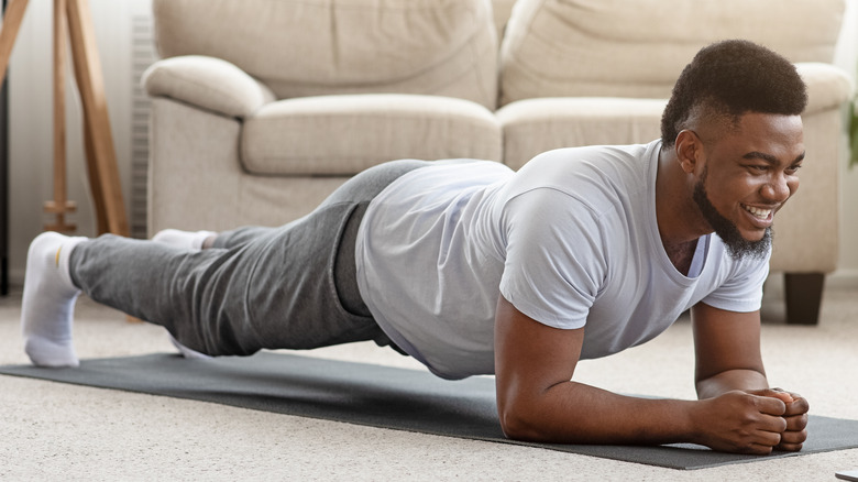 man doing at-home workout