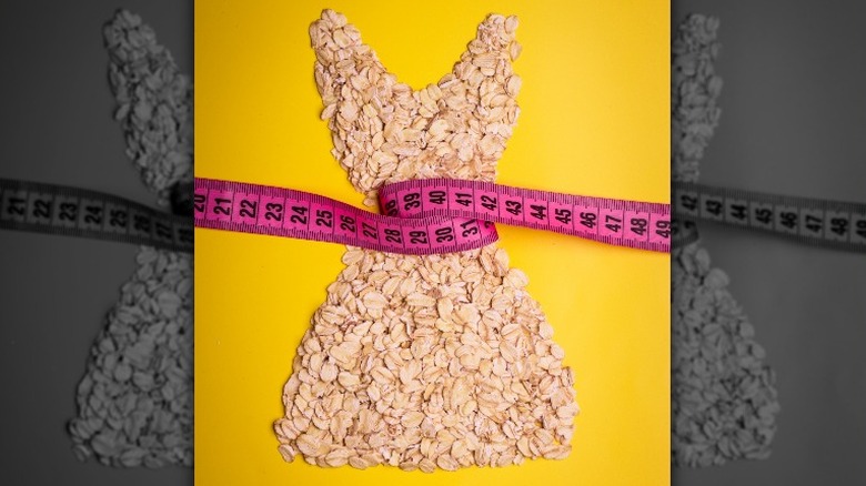 oatmeal dress with measuring tape