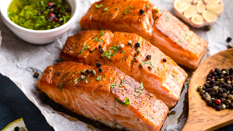 seared and seasoned salmon