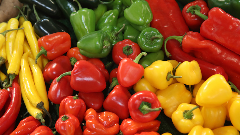 variety of colored peppers