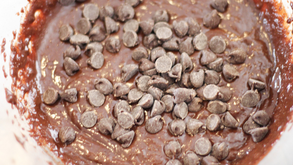 brownie batter with chocolate chips