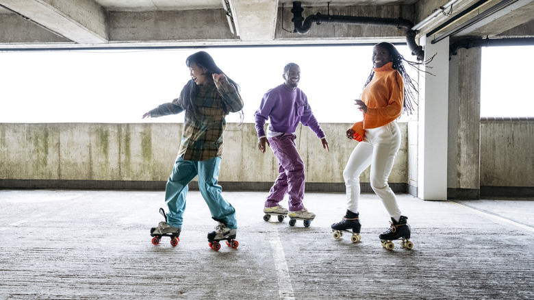 Group of people roller skating