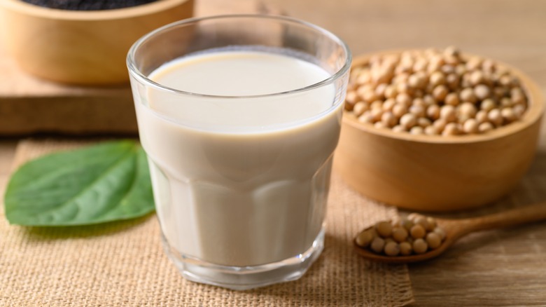Soy milk with soy beans