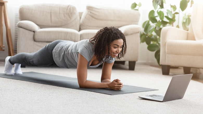 woman doing plank exercise