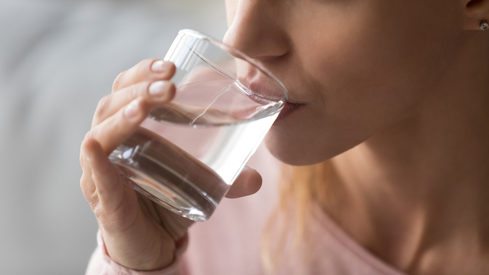 woman drinking water