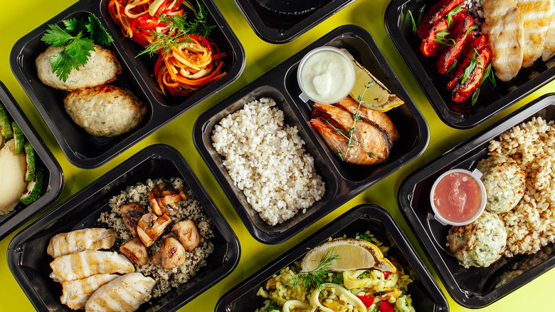 Cooked meals in plastic containers