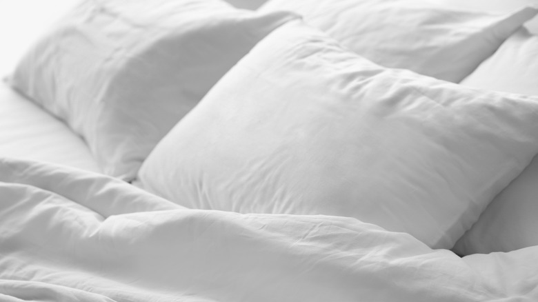 white cotton pillows