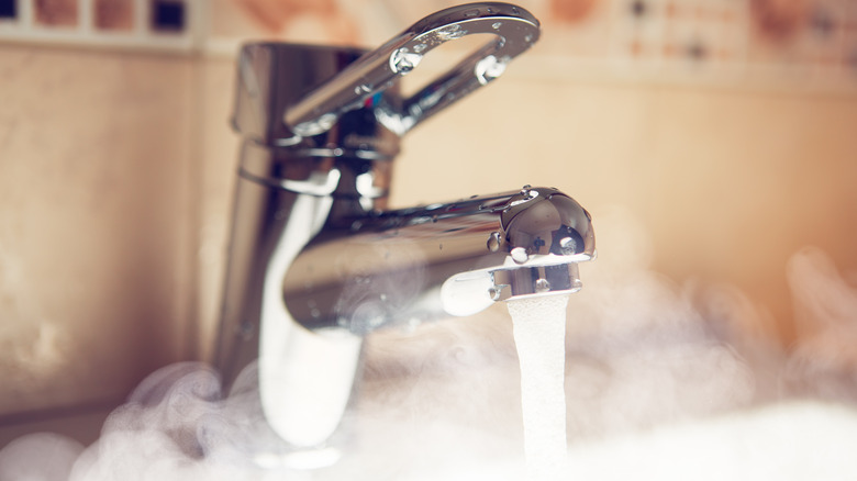 hot water from sink with steam